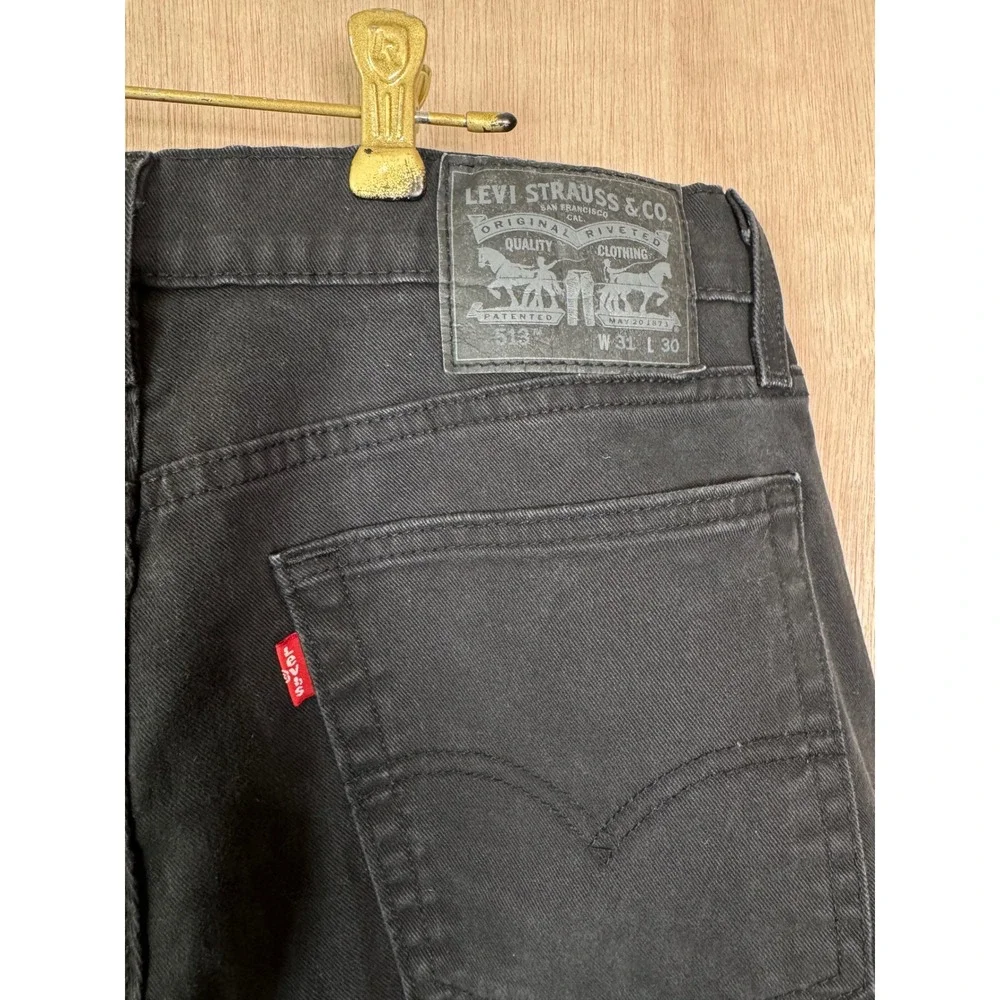 Levis 513 Slim Straight Jeans Mens 31x30 Black Denim Pants 513-0590